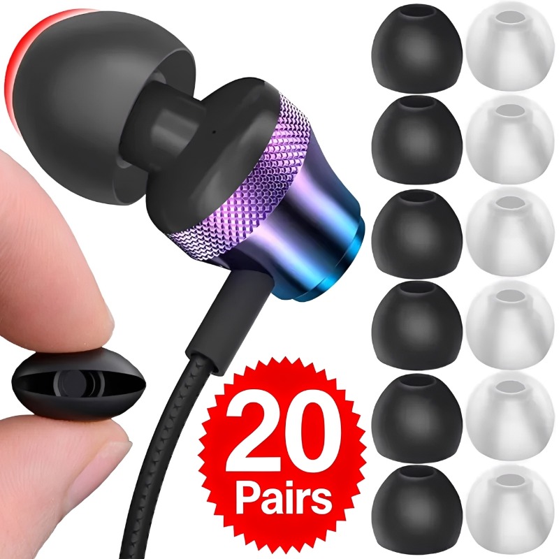Headphone Parts - 1-20 คู่ จุกหูฟังซิลิโคนนุ่มสำหรับเปลี่ยน แผ่นรองหูฟัง ปลอกหุ้มสำหรับหูฟังอินเอียร์ อุปกรณ์เสริมหูฟัง