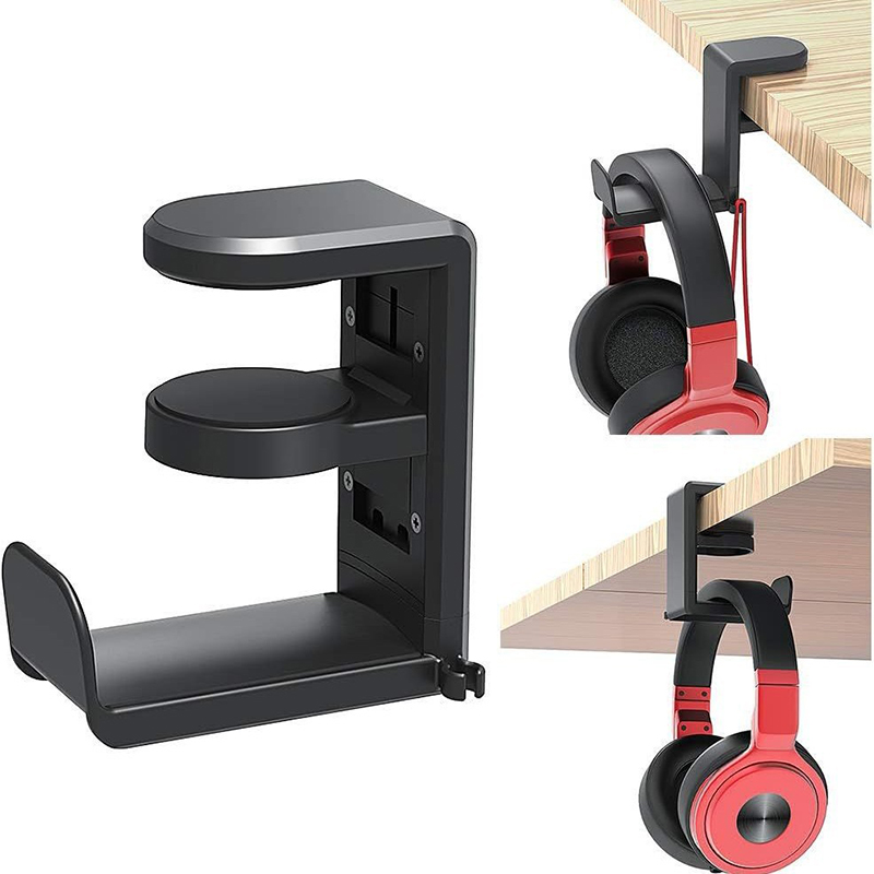 Headphone Parts - ขาตั้งหูฟังสำหรับเล่นเกมบนพีซี ที่แขวนหูฟังพร้อมตัวปรับหมุนได้ 360 องศา ° ขาตั้งโต๊ะแบบหมุนได้พร้อมที่เกี่ยวหูฟัง