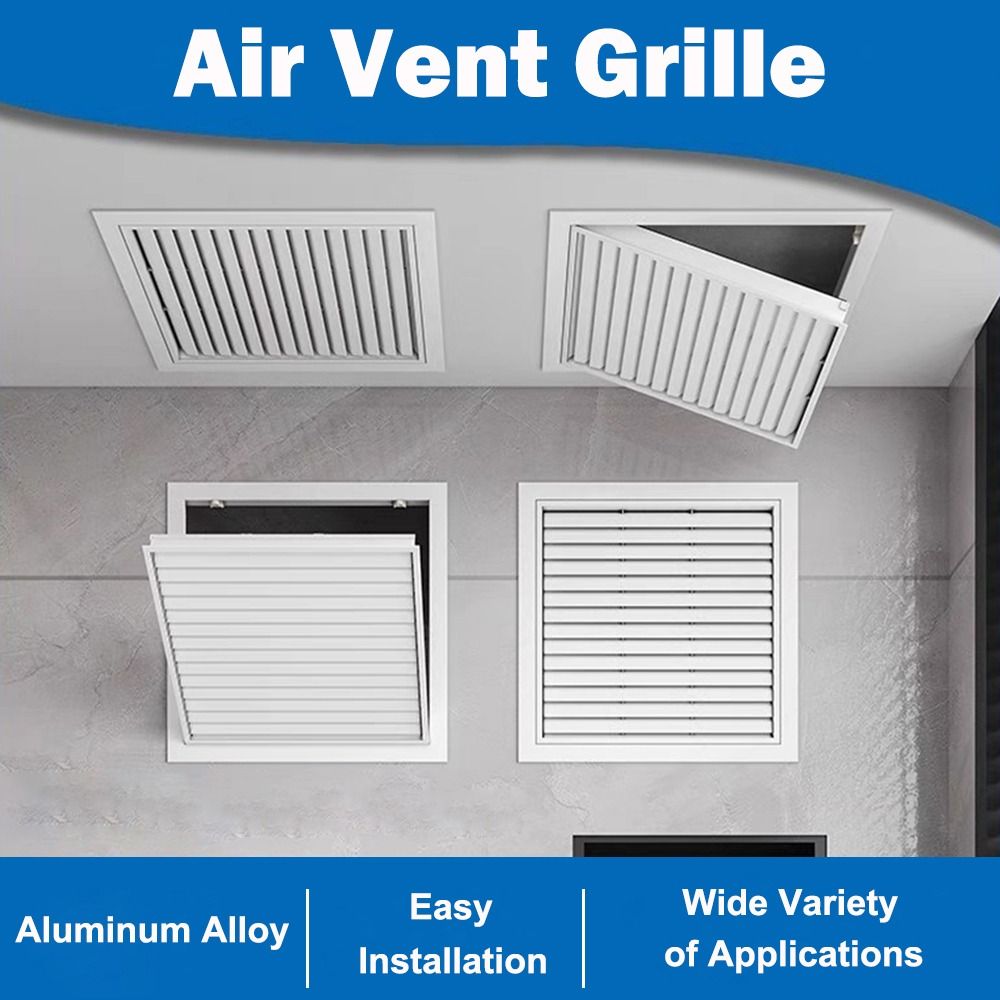Ventilation Grille Aluminum - ตะแกรงระบายอากาศอะลูมิเนียมอัลลอยด์แบบใหม่ สีขาว รูปทรงสี่เหลี่ยม พร้อมตะแกรงตาข่ายระบายอากาศ สำหรับผนังภายนอก