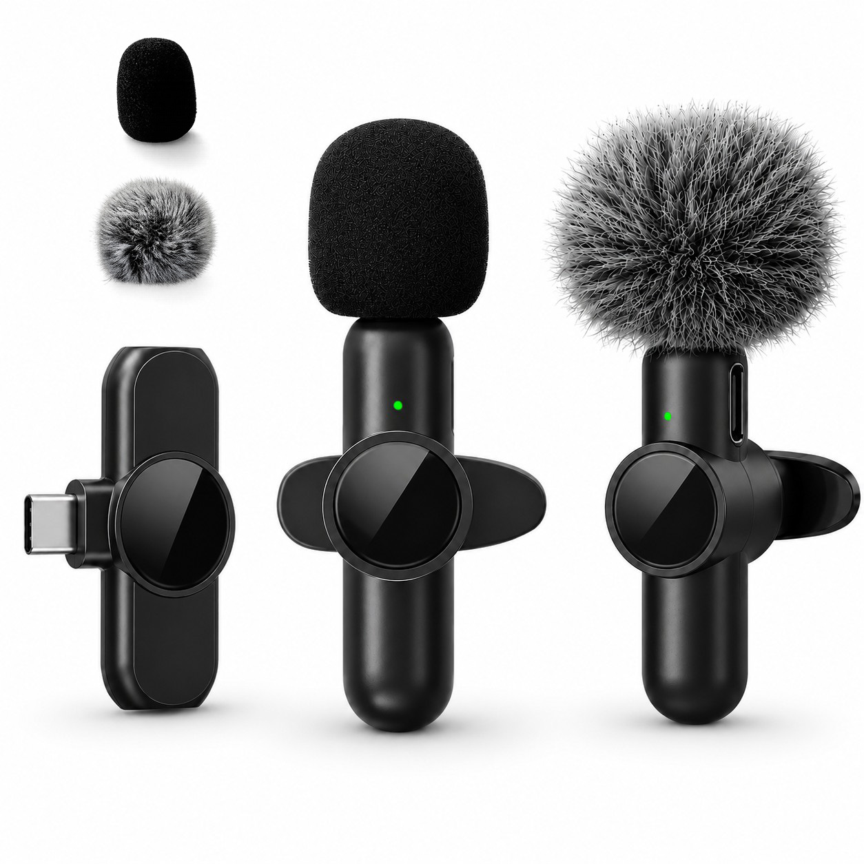 Microphone Capsule - ไมโครโฟนไร้สายแบบหนีบปกเสื้อ, ตัดเสียงรบกวน, เหมาะสำหรับวิดีโอบล็อก, การสัมภาษณ์, และการถ่ายทอดสด, ใช้งานร่วมกับอุปกรณ์