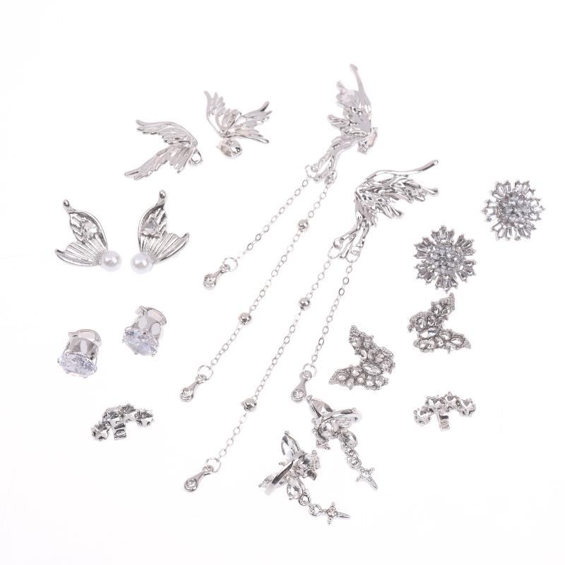 Diy Headphone - (.) 1 คู่ DIY หัวต่อสายหูฟังแบบมีหัวเข็มขัดประดับเพชรซิร์คอน คลิปตกแต่งหูฟังแบบถอดได้