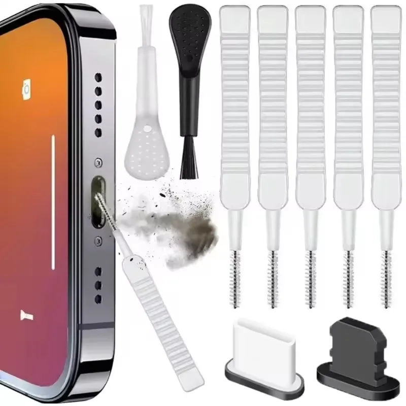 Speaker Kit - ชุดทำความสะอาดช่องชาร์จลำโพงโทรศัพท์มือถือ พร้อมจุกกันฝุ่น สำหรับ iPhone 16 15