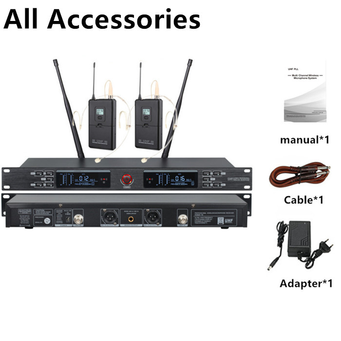 Ribbon Microphone - ไมโครโฟนไร้สายแบบคาดศีรษะสำหรับใช้งานกลางแจ้ง รุ่น UR-2000-H ความถี่ 640-690MHz แบบสองช่องสัญญาณ