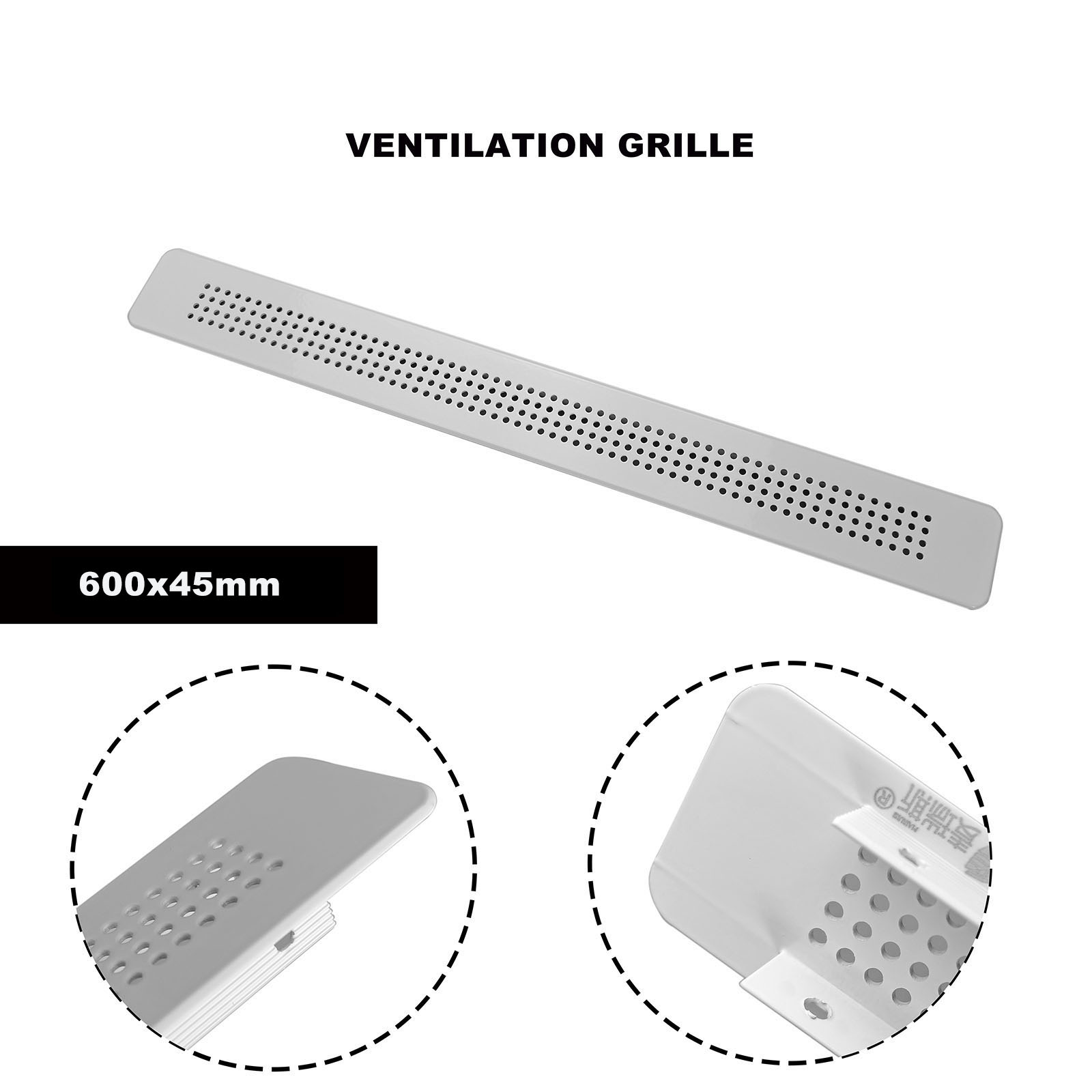 Ventilation Grille Aluminum - ตะแกรงระบายอากาศ ตะแกรงระบายอากาศโลหะสำหรับฝาครอบช่องระบายอากาศขอบหน้าต่าง 600x45 มม.