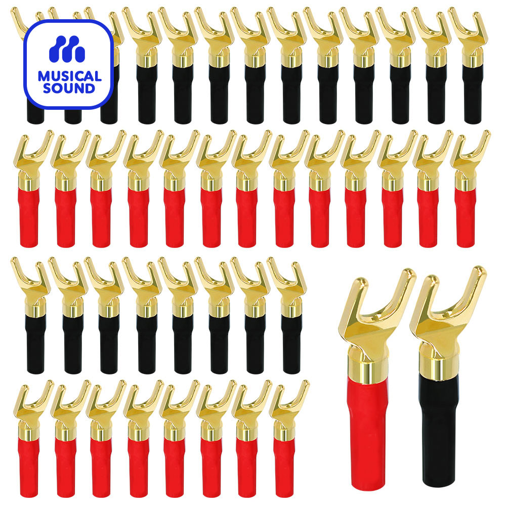 Banana Plug - ปลั๊กกล้วย Hi-Fi ปลั๊กชุบทองชนิด Y สำหรับสายขยายเสียงลำโพงเกลียวล็อคแจ็คฝาครอบกันฝุ่นลำโพงวิทยุไฮไฟ