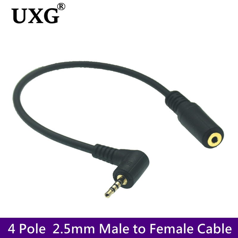 Audio Jumper Wire - 4 Pole 2.5มม.ชายหญิง90มุมขวาอะแดปเตอร์เสียง2.5มม.สำหรับ Sound Card/Bluetooth/รถ/Dash Cam
