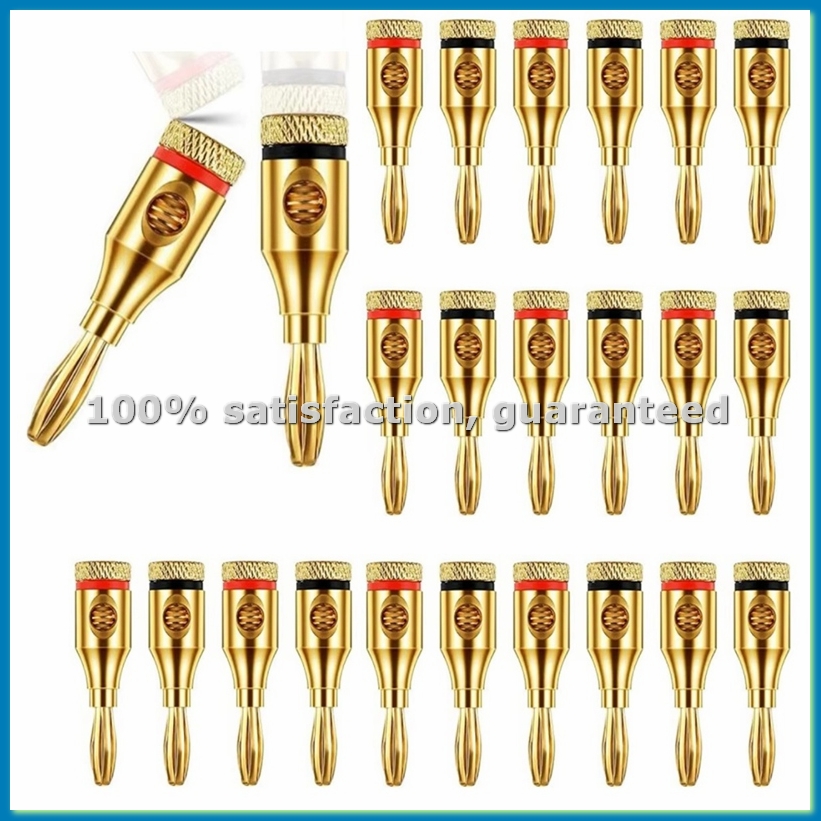 Banana Plug - 24 ชิ้น 4 มม. สายเคเบิลดนตรีเคลือบทองปลั๊กกล้วยตัวเชื่อมต่อลำโพงเสียง สายเคเบิลลำโพงดนตรี