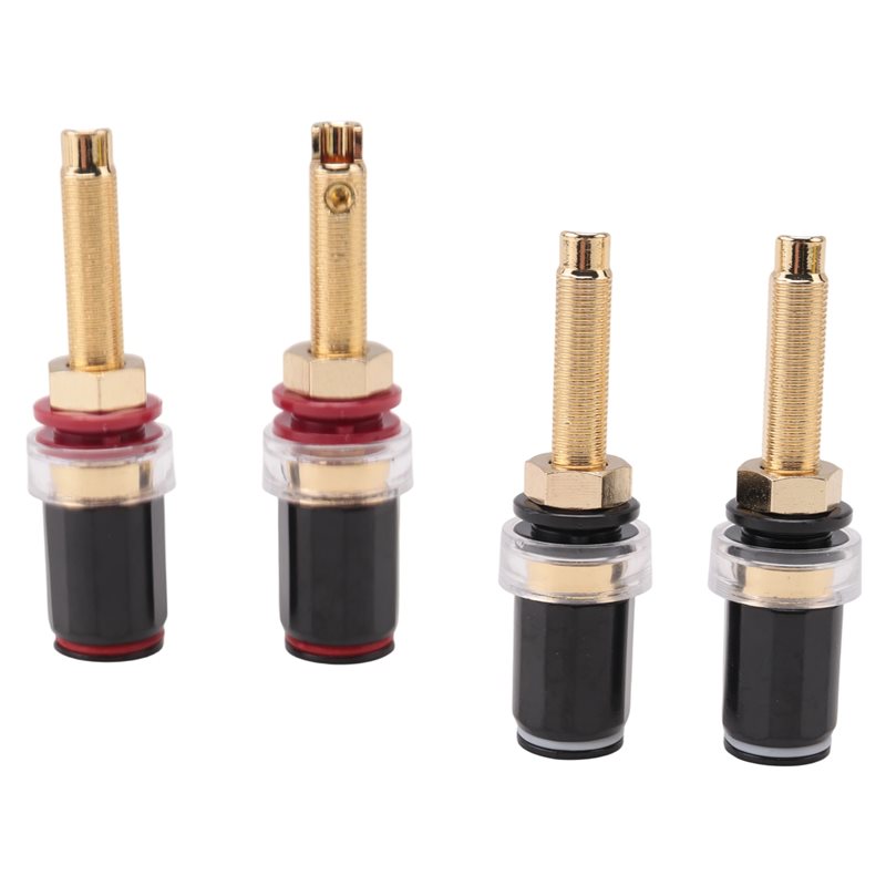 Banana Plug - [มีสินค้าในสต็อก] ขั้วต่อลำโพงไฮไฟ 4 ชิ้น ขั้วต่อทองแดงแท้ชุบทอง สำหรับปลั๊กตัวเมียแบบ