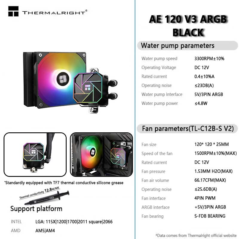 Heatsink Aluminum - Thermalright Aqua Elite 120 V3 argh