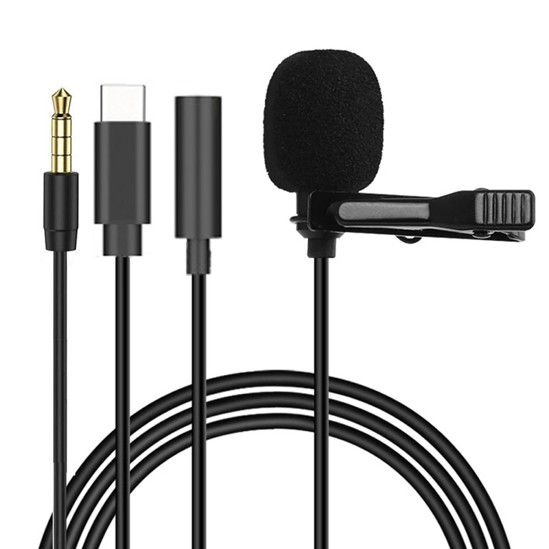 Microphone Capsule - ไมโครโฟนแบบหนีบเสื้อขนาดเล็กพกพา 1.5 เมตร ไมโครโฟนคอนเดนเซอร์แบบหนีบเสื้อ ใช้สาย USB