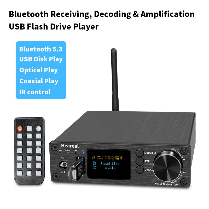 Passive Preamp - ตัวรับสัญญาณเสียงบลูทูธ 5.3 ไฮไฟ DAC พร้อมพรีแอมป์, ช่องอินพุตออปติคอลโคแอกเชียล,